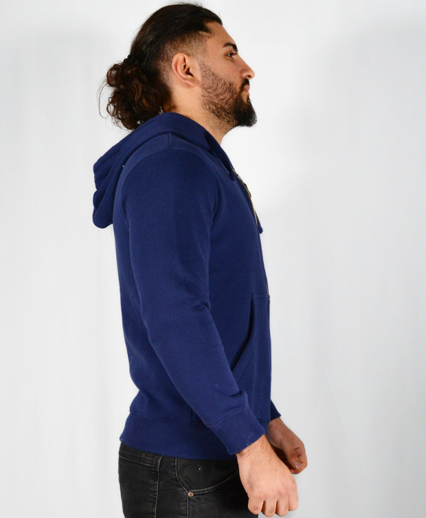 Mens O.G. Symbol Blue Zipped Hooded Top