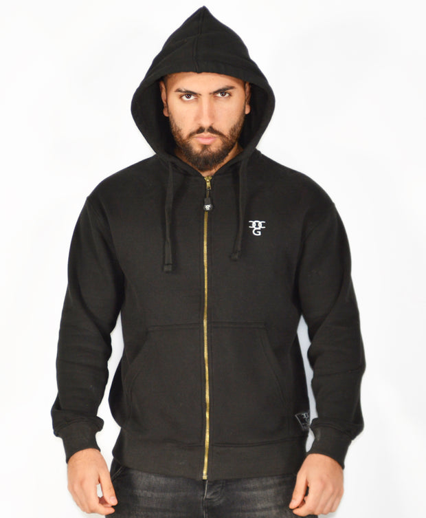 Mens O.G. Symbol Black Zipped Hooded Top