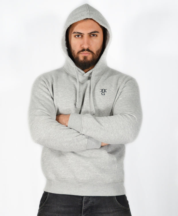 Mens O.G. Symbol Light Grey Pullover Hooded Top
