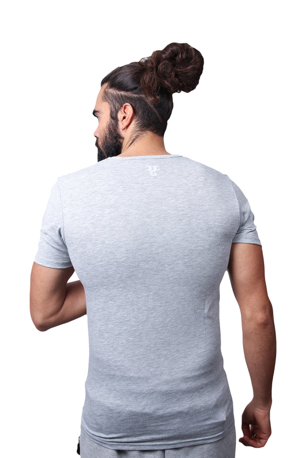 Cultural  Inspired Print O.G. Grey Long Panel T-Shirt