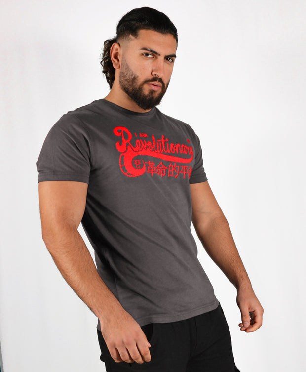 Mens Dark Grey/Red I Am Revolutionary T Shirt