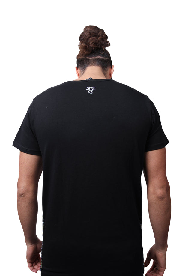Mens O.G. African Inspired Black Long Panel T Shirt