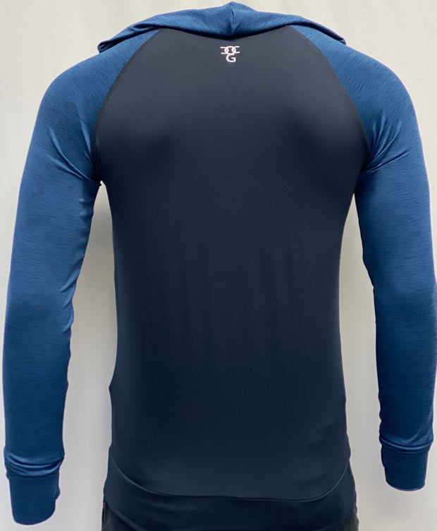 Mens Two tone OG1 sports lycra light and dark Blue hooded back