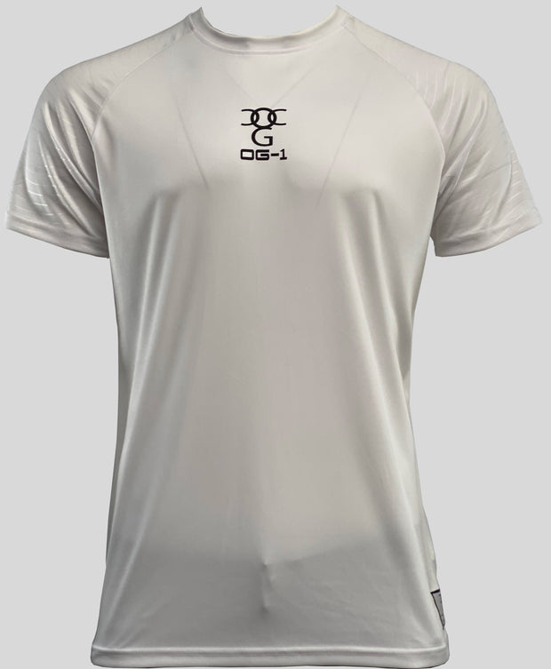 Mens O.G. 1 Sports White Lycra T Shirt