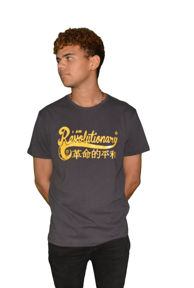 Mens Revolutionary Dark Grey / Yellow Print T Shirt