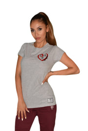Womens Grey/Red/Black Heart T Shirt