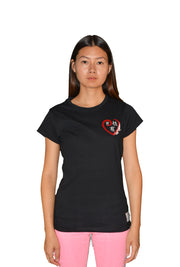Womens Black/Red/White Heart T Shirt