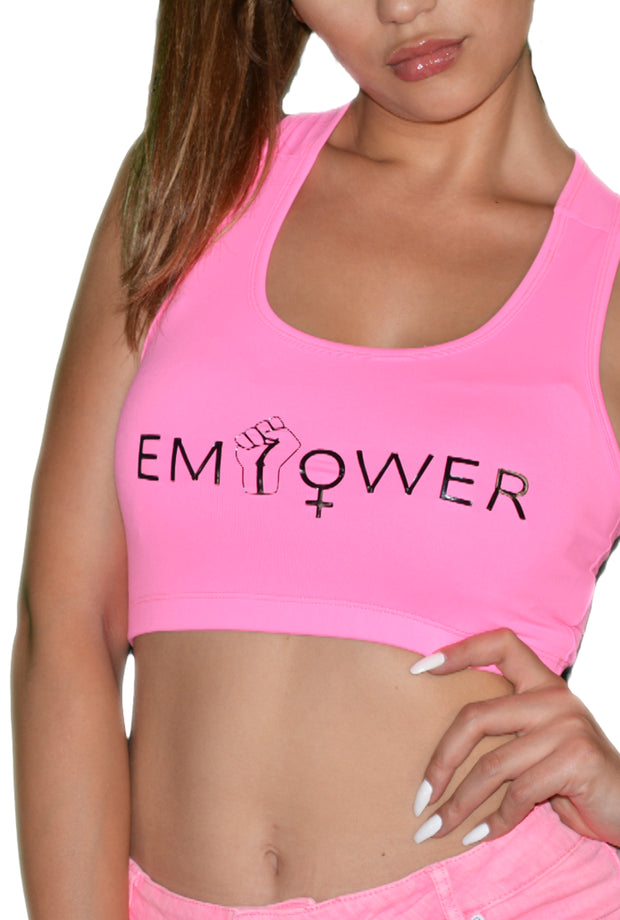 Womens Pink/Black Empower Crop Top
