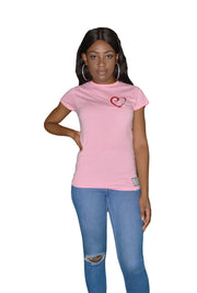 Womens Pink/Red/White Heart T Shirt