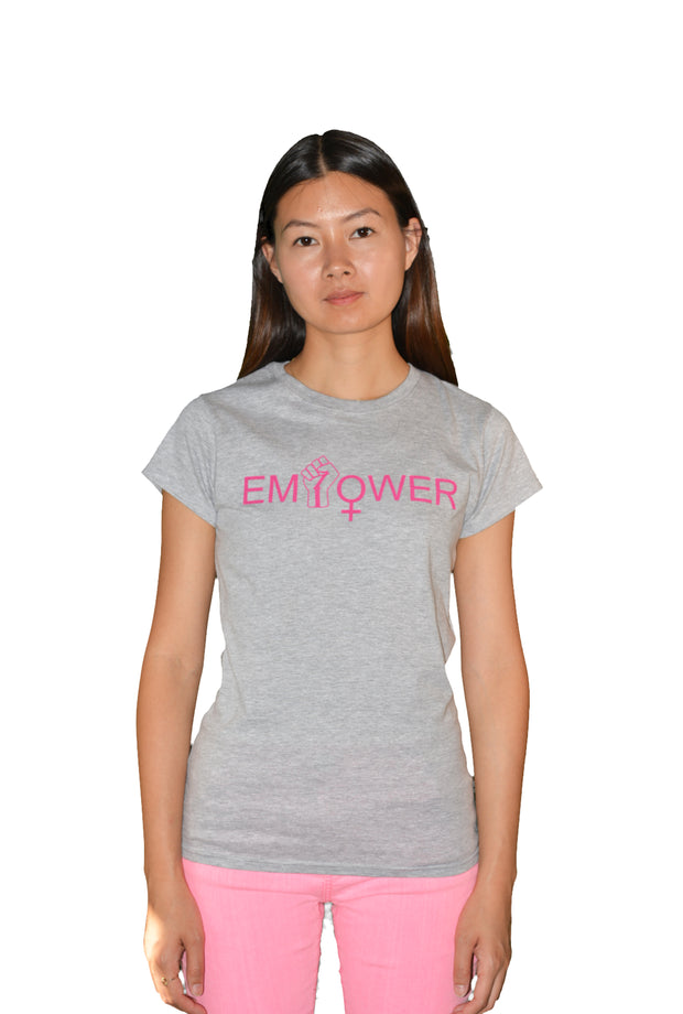 Womens Grey/Pink Empower T Shirt