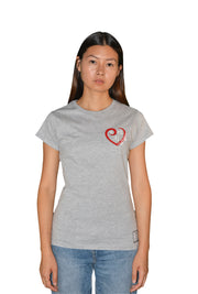 Womens Grey/Red/White Heart T Shirt