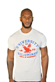 Mens White University Of Killuminati T Shirt