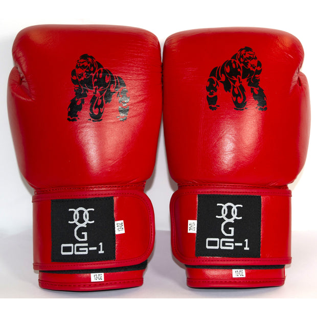 Boxing 'Match' Gloves - Red With Silver Back Design