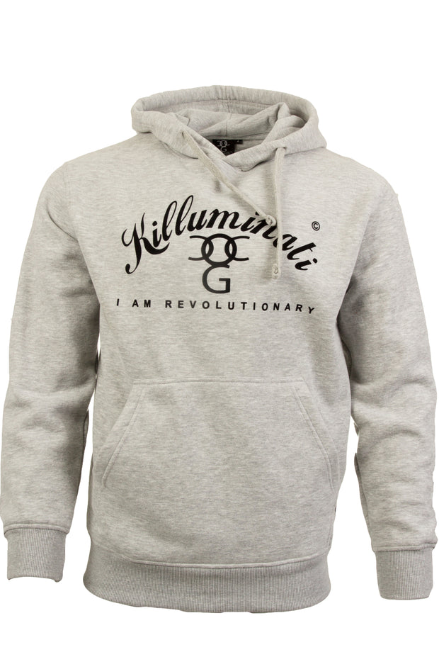 Mens Killuminati Heather Grey / Black Print Pullover Hooded Top